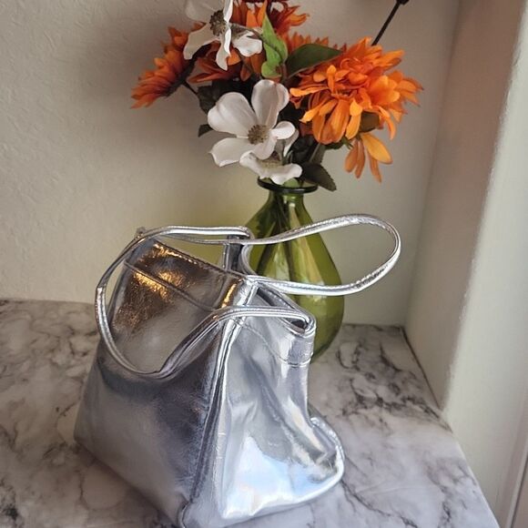 Mini Fashion Lace Bucket Bag Silver Vegan Leather Elegant Handbag Fashion Trend - Picture 16 of 16